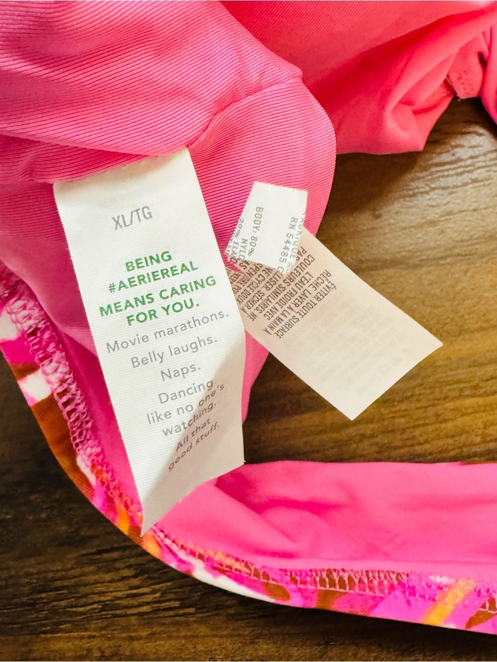 NWOT Aerie Crossover Halter Bikini Top Orange Pink Tropical Floral Print NWOT XL - Picture 4 of 5